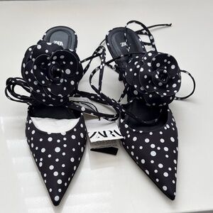 Zara Black and White Polka Dot Heels
